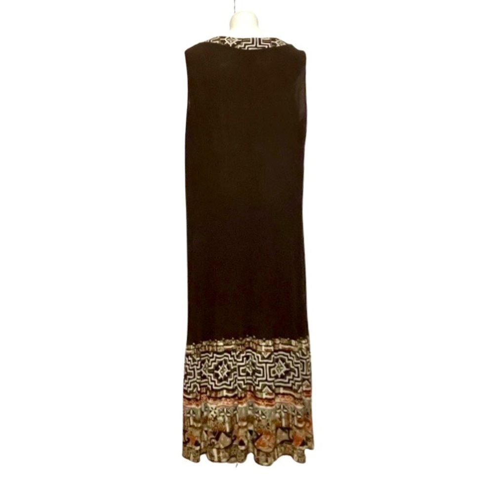 Tribal print brown studded v-neck sleeveless muu muu plus size 2X - Picture 3 of 7
